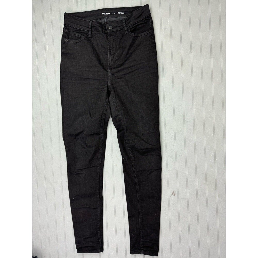 Old Navy Size 2-6 Womens Jeans Rockstar Super Skinny High Rise Black Stretch